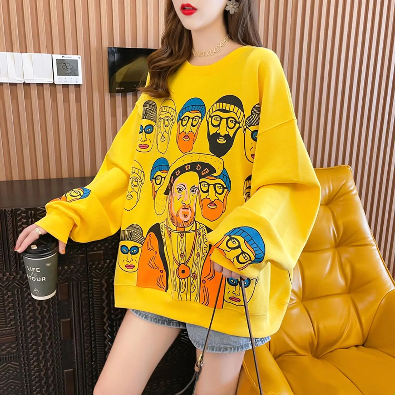 

женская толстовка Women Oversized Pullover Sweatshirts Fashion Vintage Printing Hiphop High Street Hoody Spring Tops Ins