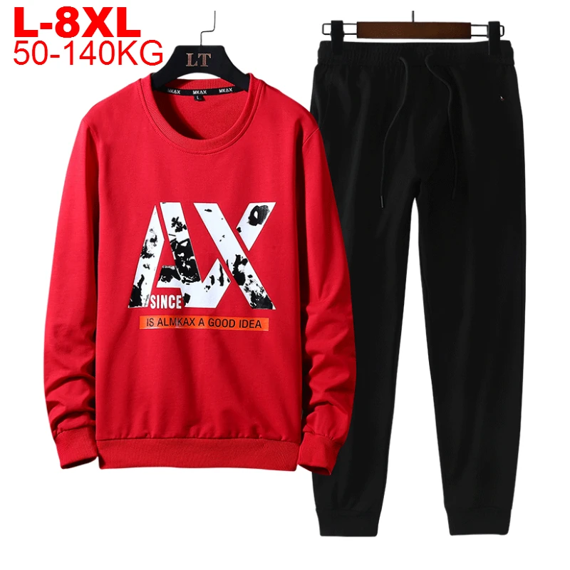 

Pullovers Men Tracksuits Oversize Sweatshirt Suits Sports Sets Men's Tracksuit Chinese Streetwear 2 Piece Sets Plus Size 8xl 7xl