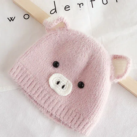 2019 г. милый колпачок для детской шерсти с рисунком поросенка шапка новорожденных