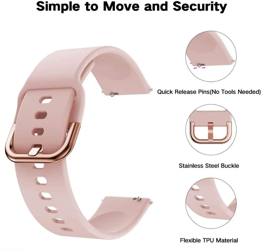 20mm watch Strap for Samsung Galaxy watch Active 2/42mm/3 41mm/Gear S2/Sport silicone bracelet smartwatch band Active2 40mm 44mm