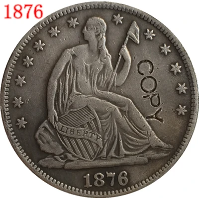 США 1876 P CC S SEATED LIBERTY половина копия доллара монеты | Дом и сад
