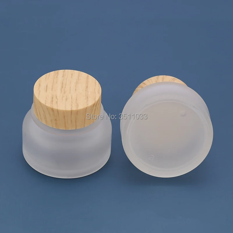8 шт. 50 г матовый Стекло баночка для крема с Пластик бамбука шаблон дизайна Кепки