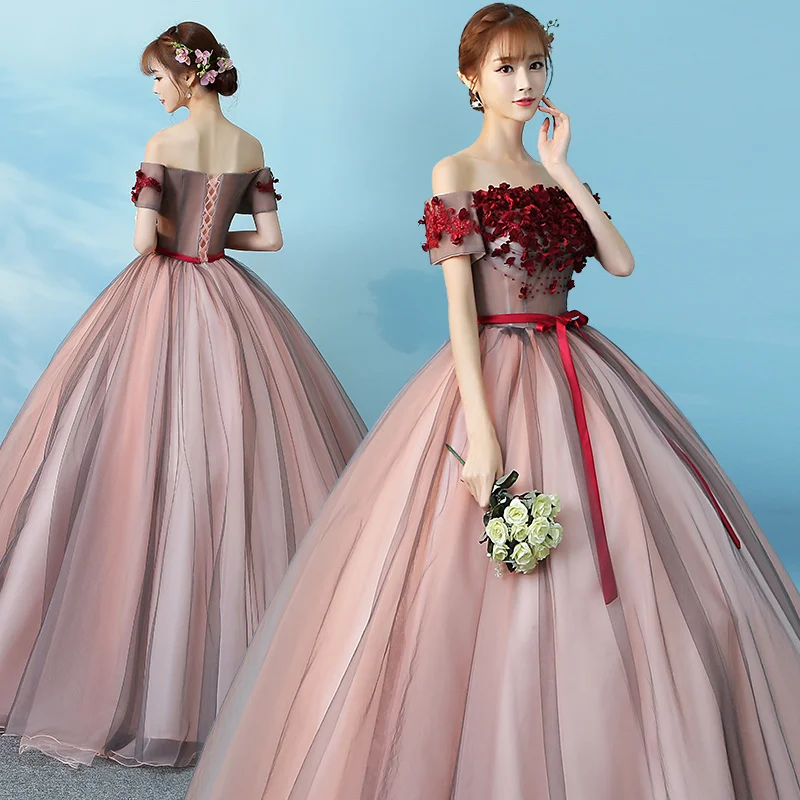 Женское Пышное Платье с открытыми плечами красное Тюлевое платье цветами 16