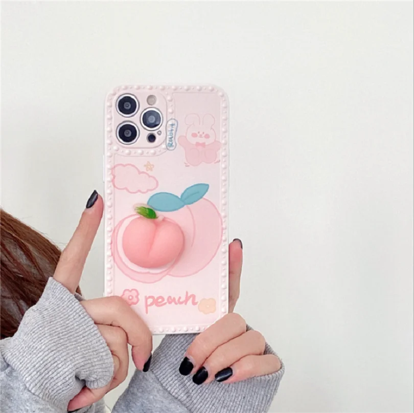 Новый розовый милый мягкий персиковый чехол с фруктами для iPhone 11 12 Pro Max X XS XR Iphone 7 8