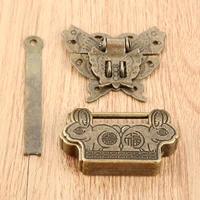 1set vintage wooden box toggle latch hasp with antique chinese old padlock chinese brass hardware furniture accessories