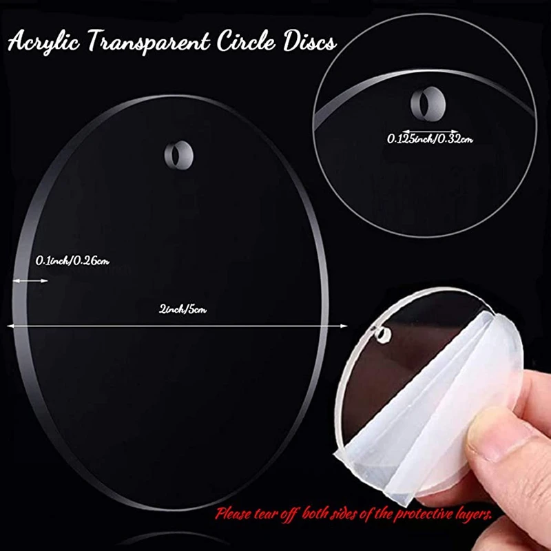 

180Pcs Acrylic KeyChain Making Kit with Tassel, 60 Sets Acrylic Transparent Circle Discs and Keychain Rings