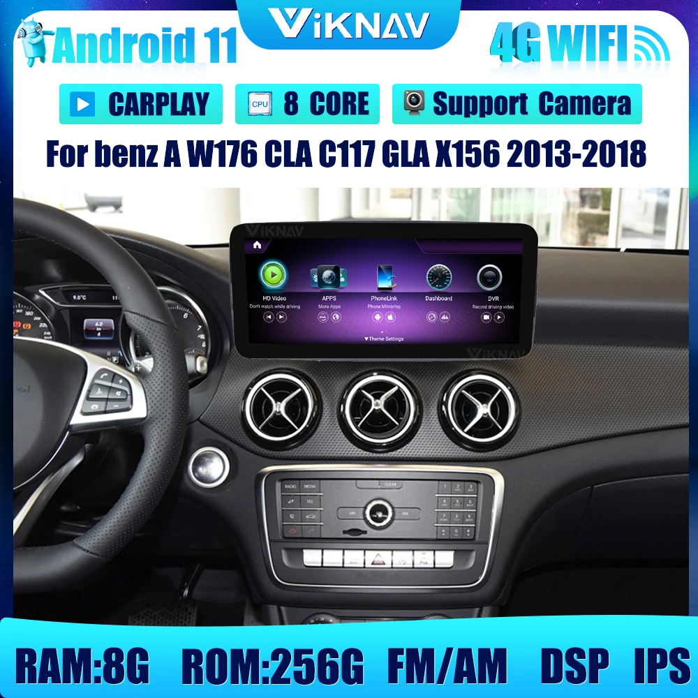 

12,3 дюймовый Android 11 для benz A W176 CLA C117 GLA X156 2013-2018 GPS навигация автомобиля с экраном DVD мультимедийный радио плеер 256 ГБ