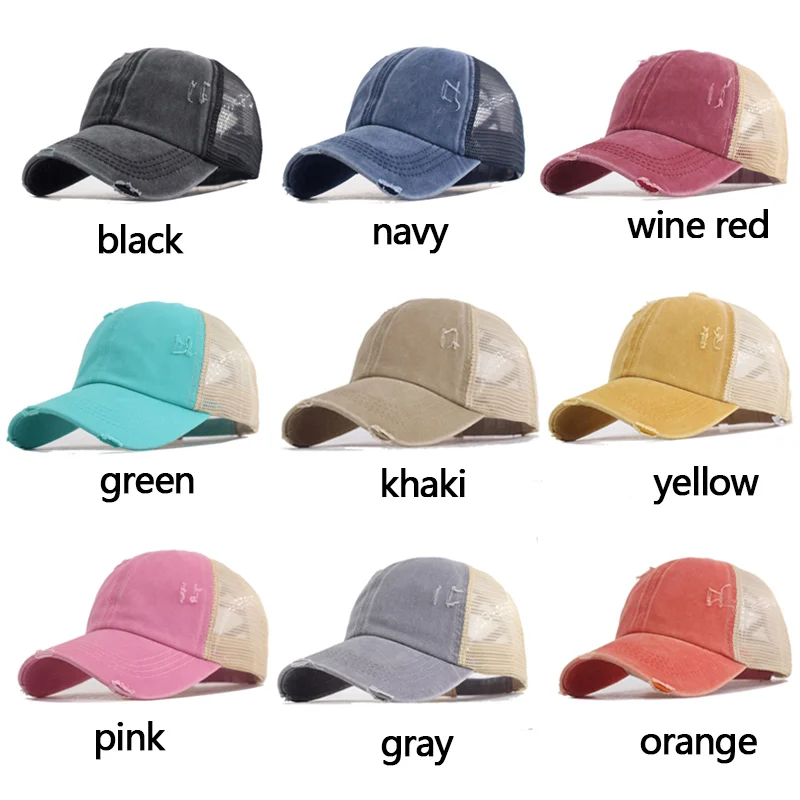 

Brand Cotton Mesh Solid Men Baseball Cap Snapback Caps Women Washed Casquette Bone Gorras Hole Dad Hats For Men Baseball Hat Cap