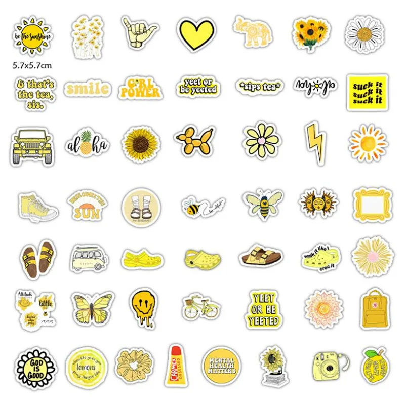 

10/30/50PCS cartoon fresh light yellow cute mobile phone computer waterproof graffiti guitar sticker decoration wholesale