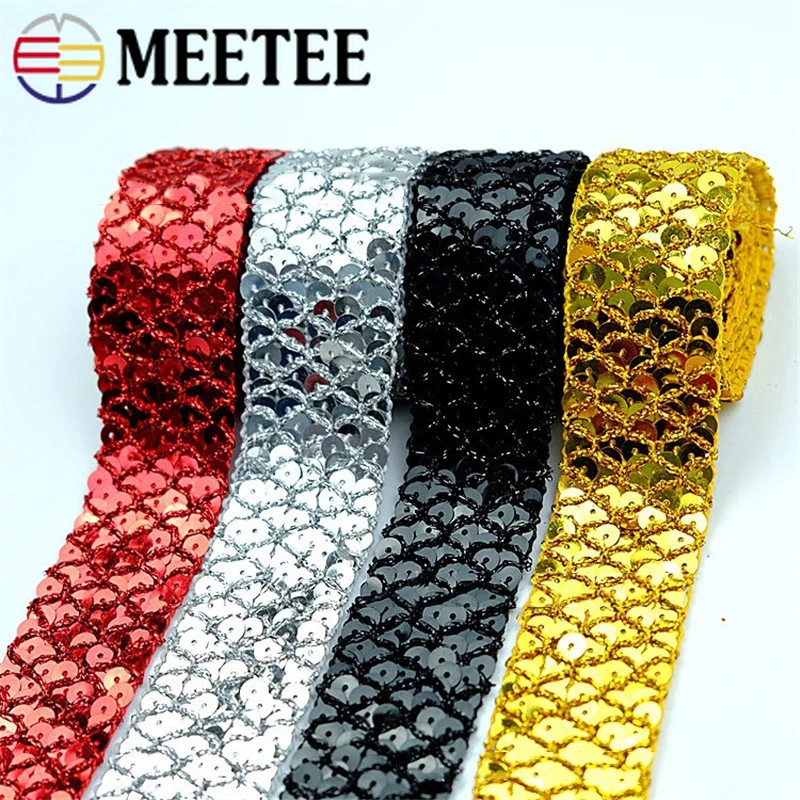 

12Meters Meetee 15/20/35mm Polyester Purl Grid Sequins Lace Trim DIY Handmade Garment Apparel Hometextile Decoration Accessories
