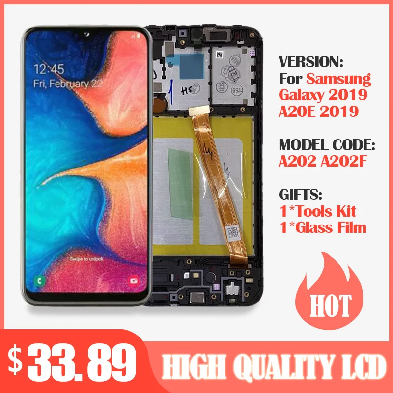 Оригинальный дисплей для Samsung Galaxy A20e A202 A202F A202DS сенсорный экран с дигитайзером в