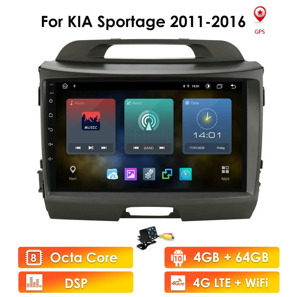 Автомагнитола 2 ГБ + 32 Android 10 мультимедийный плеер для Kia Sportage 2011 2016 Авторадио видео