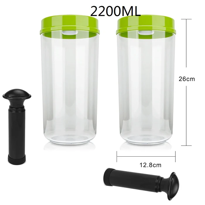2PCS 2200ML LAIMENG 2 вакуумные контейнеры работает с вакуумной упаковочной машиной канистра с насосом пластиковый контейнер с крышкой для хранения продуктов S171 - Цвет: 2PCS 2200ML