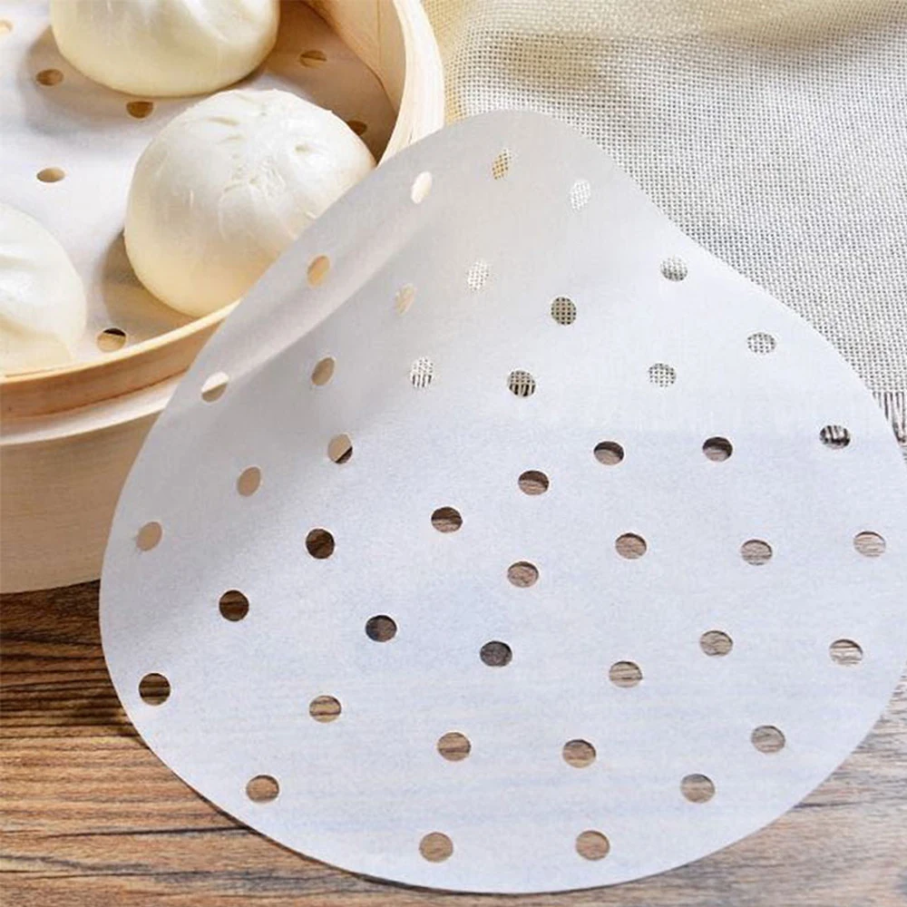 

100pcs 7/8 Inch Air Fryer Liners Bamboo Steamer Liners Premium Perforated Parchment Steaming Papers Non-Stick Steamer Mat Perfe