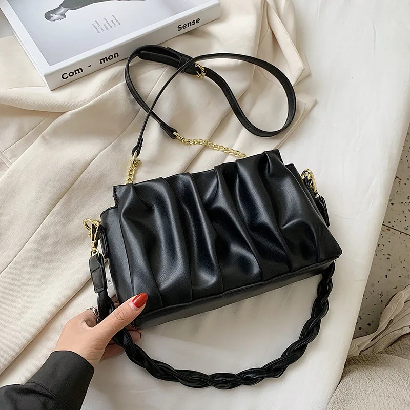 

Foldable Designer Trend Small Pu Leather Shoulder Bag For Women 2021 Simple Underarm Handbag And Purse For Girls