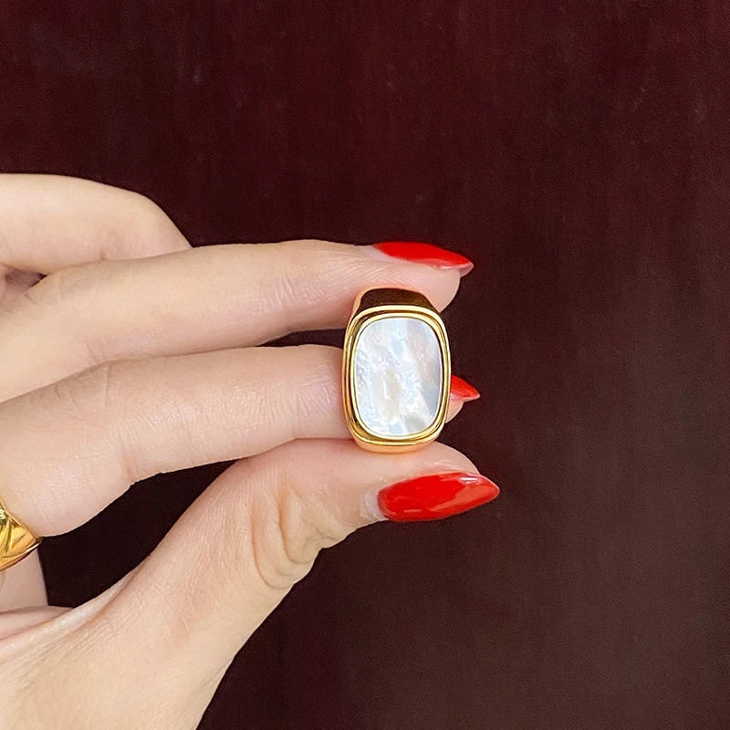 Парные кольца 2021 трендовые большие маленькие квадратные с белым опалом для