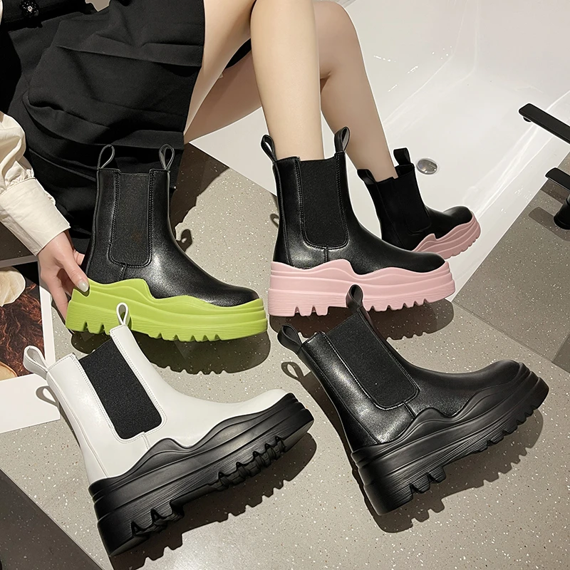 

2021 Thick-soled Martin Boots Women's Short Boots British Style Spring And Autumn New Mid-tube Brand Chelsea Boots Pumps