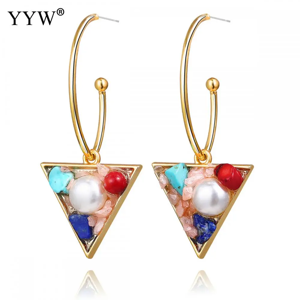 Треугольные висячие серьги женские пластиковые жемчужные фишки Женские