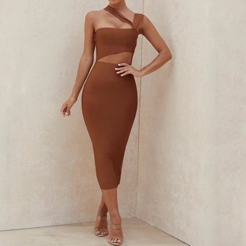 

Женское облегающее платье средней длины, осеннее платье без бретелек, с вырезами