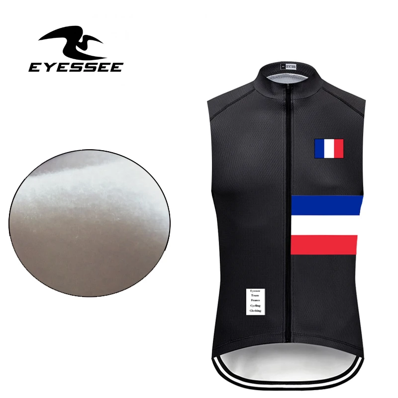 Fleece vest Eyessee теплый флисовый французский жилет для велоспорта Профессиональная мужская команда теплая одежда без рукавов Зимняя Теплая Флисовая одежда для велоспорта - Цвет: Fleece vest