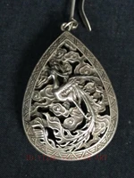 yizhu cultuer art collection old china copper silver carving phoenix propitious pendant decoration wonderful decoration gift