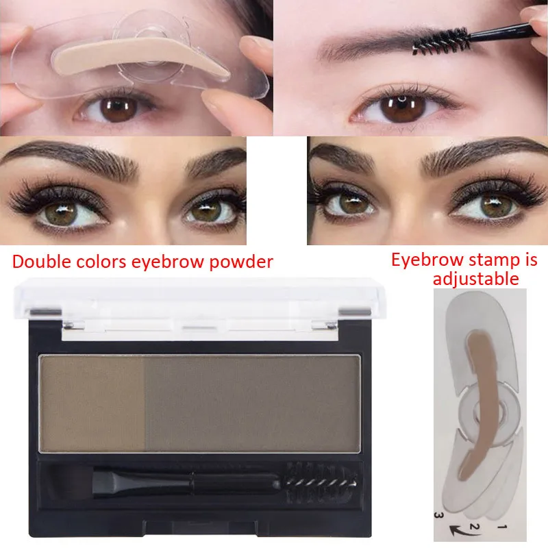 

Регулируемый идеальный штамп для бровей 2 цвета быстрая пудра для макияжа бровей с кисточкой для бровей Профессиональный штамп для бровей д...