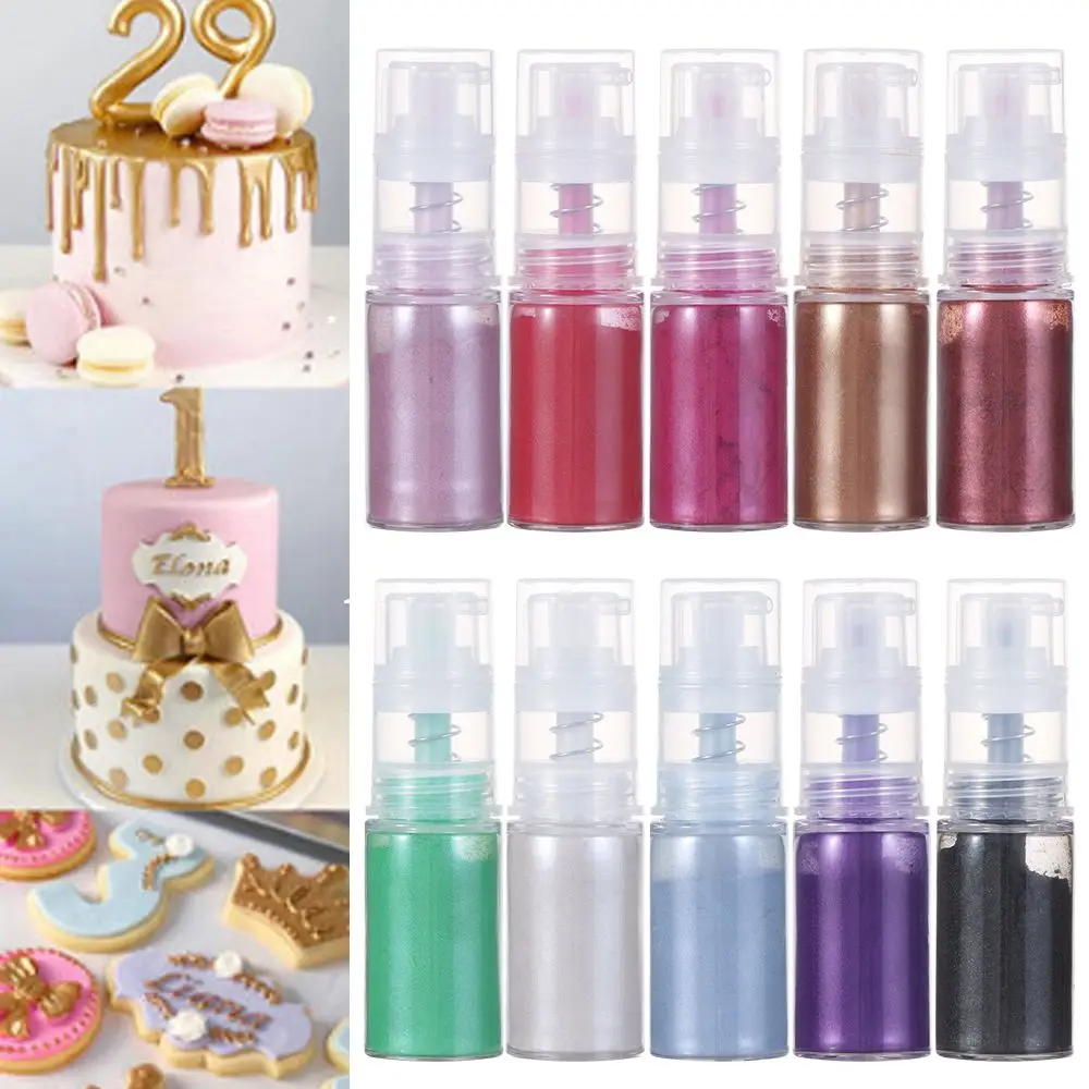 

5g Glitter Silver Gold Powder Mousse Spray Bottle Baking Color Dust Cake Fondant Macaron Chocolate Decor Tool Baking Supplies