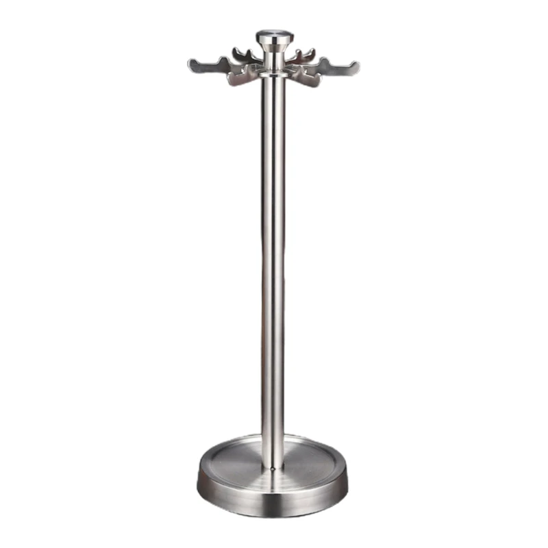 

304 Stainless Steel Kitchen Utensil Holder Organizer 360 Degree Rotating Carousel with 6 Hooks for Hanging Spoons Pot Pan