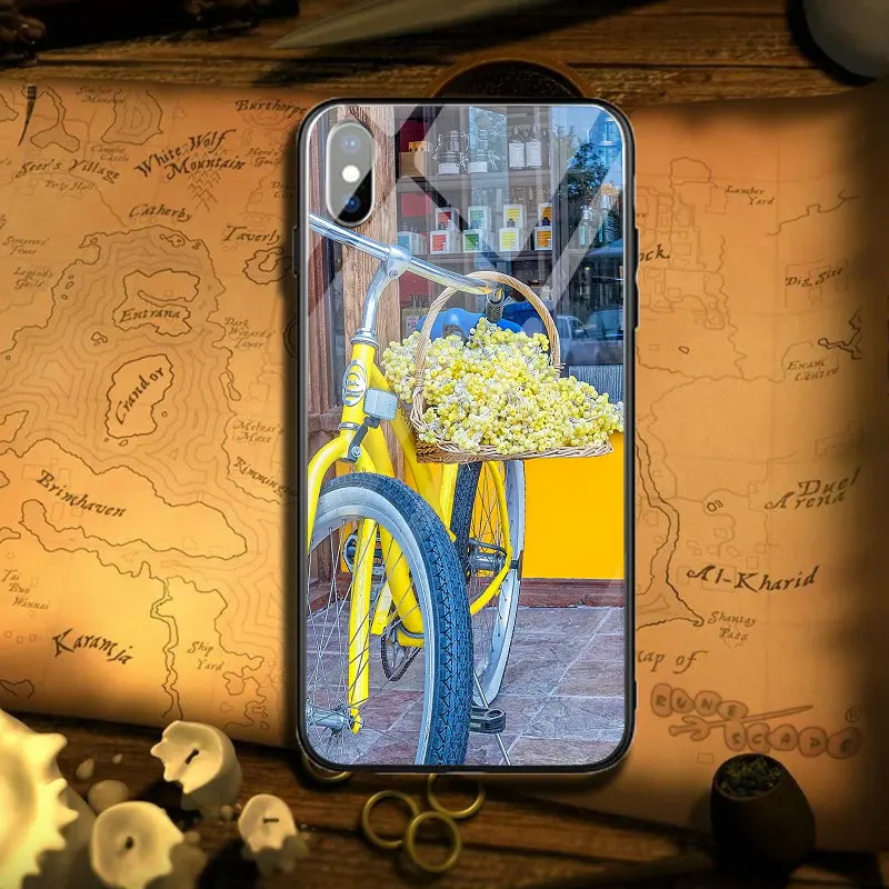 Чехол для телефона из закаленного стекла велосипеда велоспорта iPhone 5 5S SE 8 7 Plus X XR XS