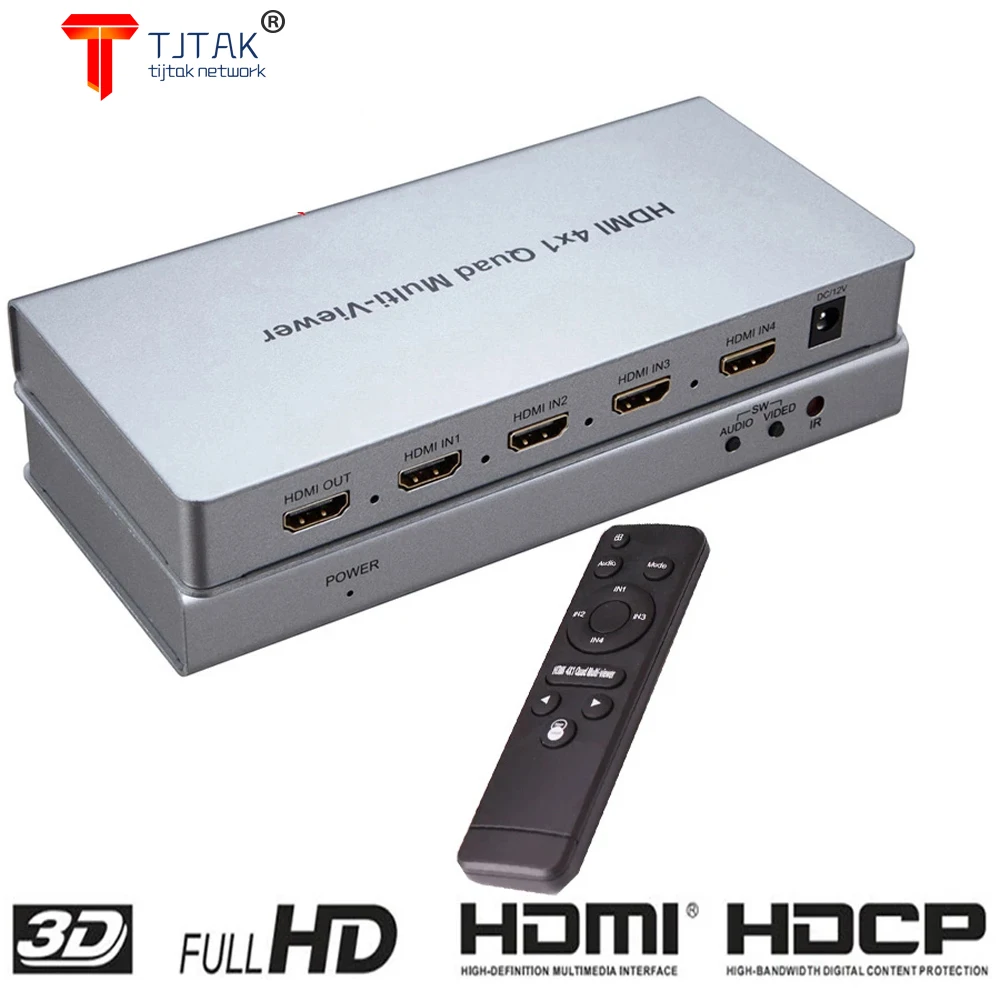 

HDMI 4x1 Quad Multiviewer HDMI Switcher 4 In 1 Out 1080P PIP Picture in Picture Seamless Switch 5 Models Game Monitor etc. Must