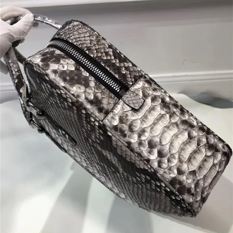 Business Style Genuine Python Leather Zipper Closure Men's Large Portfolio Handbag Authentic Snakeskin Male Laptop Briefcase