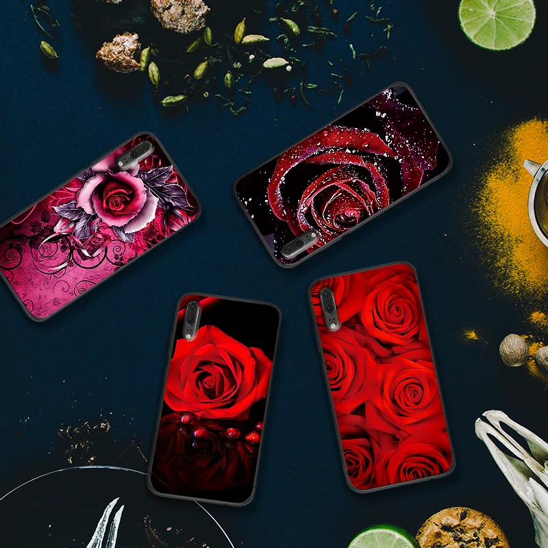 Красные розы мягкий силиконовый чехол для телефона huawei P30 Lite P20 Pro P10 2017 P Smart 2016 2019 P8