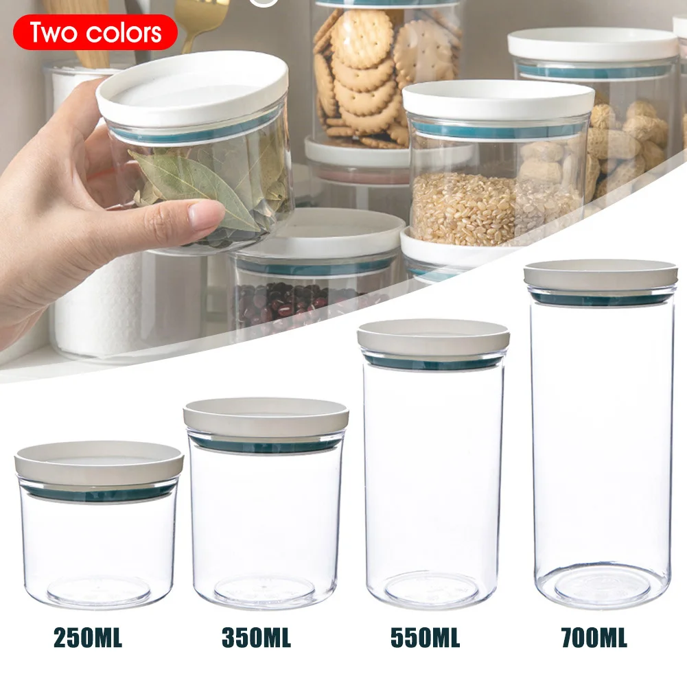 

250/350/550/700ml Food Storage Container Kitchen Pantry Organizer with Airtight Lid Stackable Canister for Flour Sugar Cereal