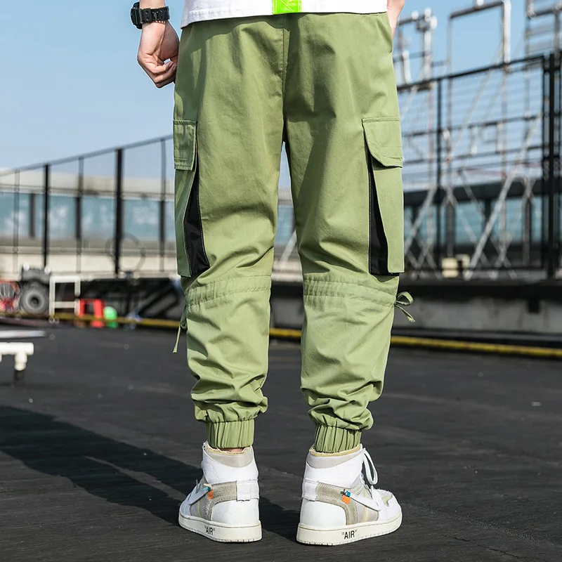 2020 New Hip Hop Joggers Men Black Harem Cargo Pants Multi-pocket Ribbons Man Sweatpants Streetwear Casual Mens 4XL | Мужская одежда