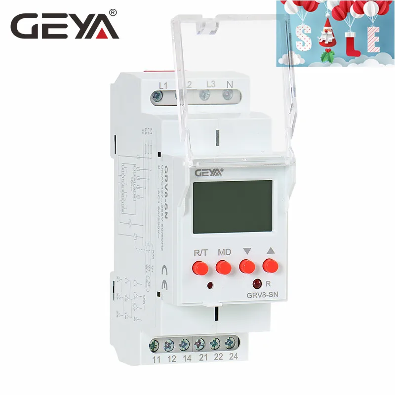 GEYA GRV8-S ЖК-дисплей цифровой дисплей реле напряжения 8A 2SPDT контрольное реле контроля последовательности фаз