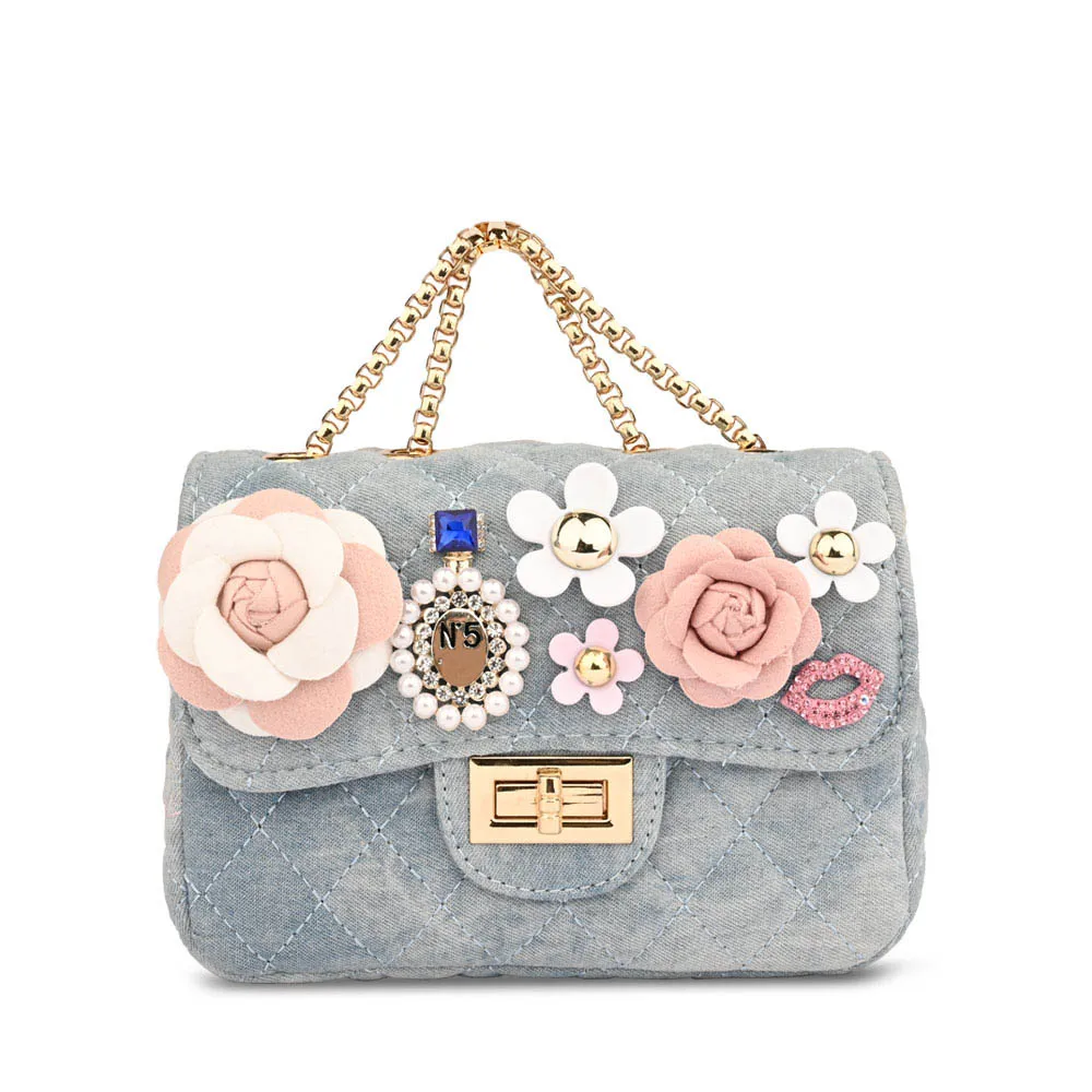 Light Blue Редкая креативная женская сумка через плечо, винтажная джинсовая сумка на плечо с цепочкой, роскошная женская сумка с клапаном, дизайнерская женская сумка DM6001 - Цвет: Light Blue