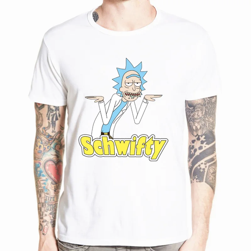 Мужская забавная футболка аниме Rick and Morty повседневная с коротким рукавом и круглым вырезом homme летняя белая футболка Swag футболка HCP134 - Цвет: HCP134E