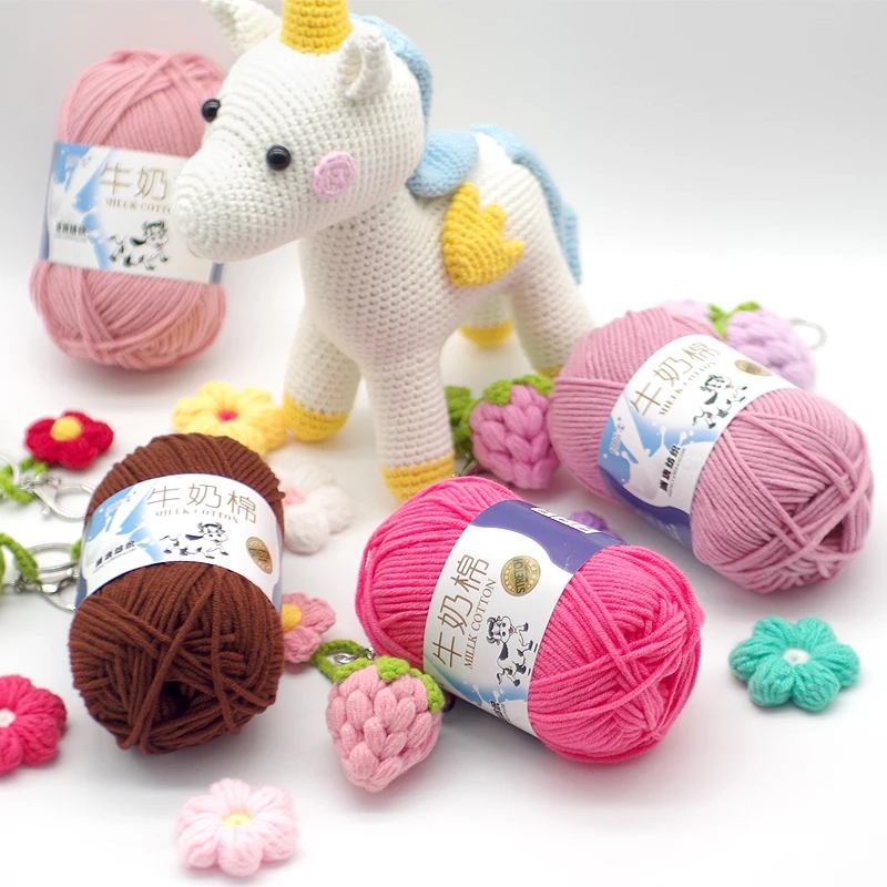

50grams/Set Milk Cotton Crochet Yarn Anti-Pilling Fine Quality Hand Knitting Thread For Cardigan Scarf Hat Sweater Doll