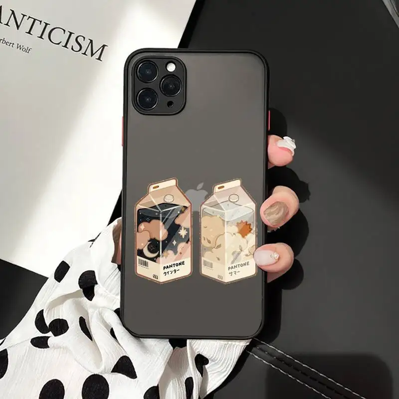 

Japanese Strawberry Milk food Phone Case Matte Transparent for iPhone 7 8 11 12 s mini pro X XS XR MAX Plus cover funda