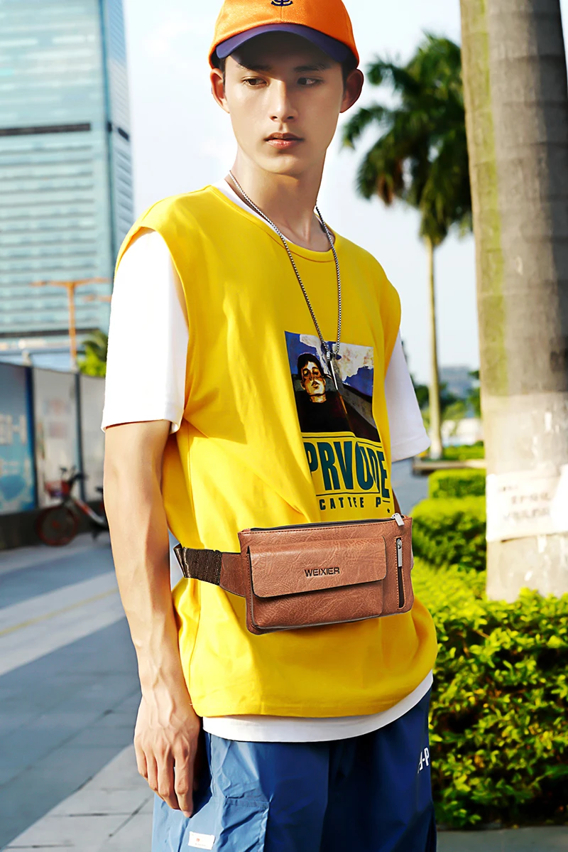 Новая роскошная брендовая поясная сумка мужская кожаная повседневная на ремне