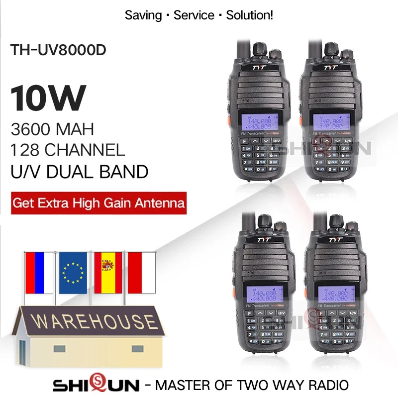 4 шт. TH UV8000D иди и болтай Walkie Talkie “иди 10 км двухдиапазонный УКВ Вт Радио Comunicador 3600