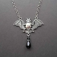european and american female fashion simple handmade bat crystal alloy pendant necklace charm punk gothic asphyxia jewelry