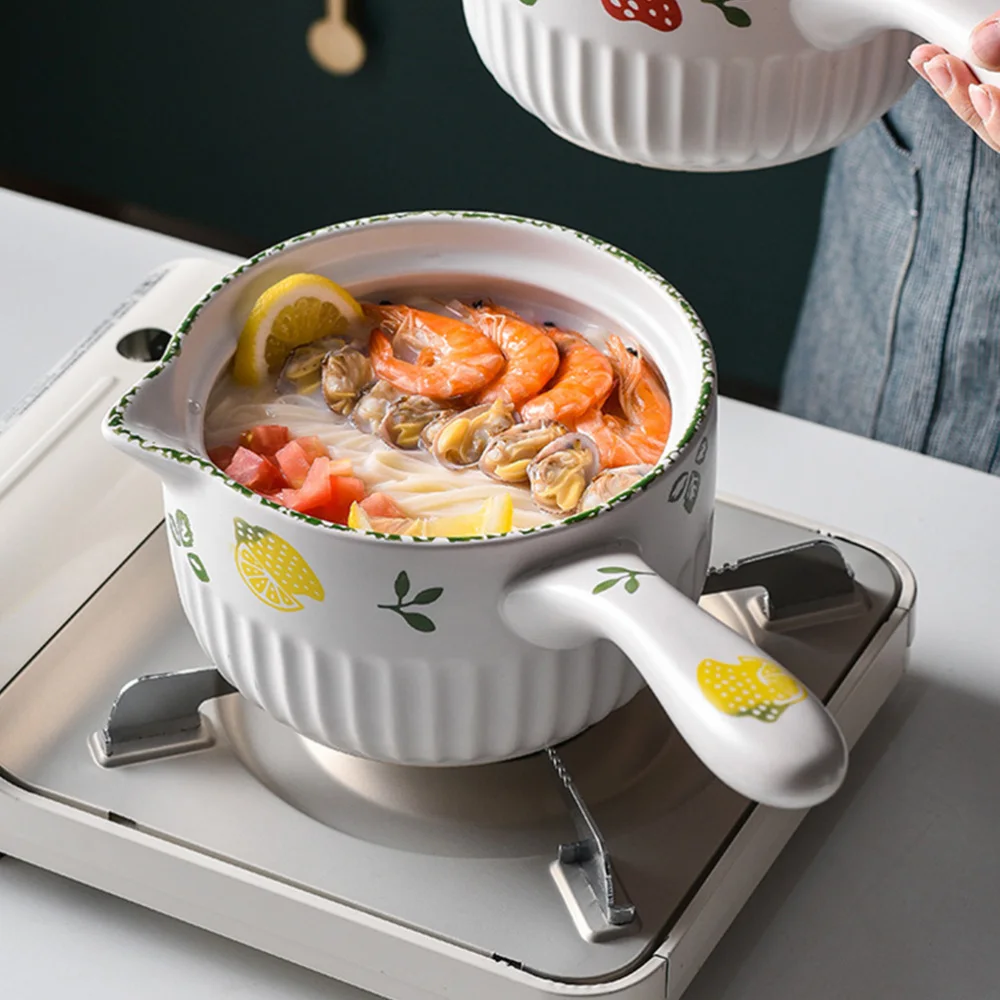 

1pc 1.2L Ceramic Pot Kitchen Stockpot Multi-purpose Baby Food Cooking Pot