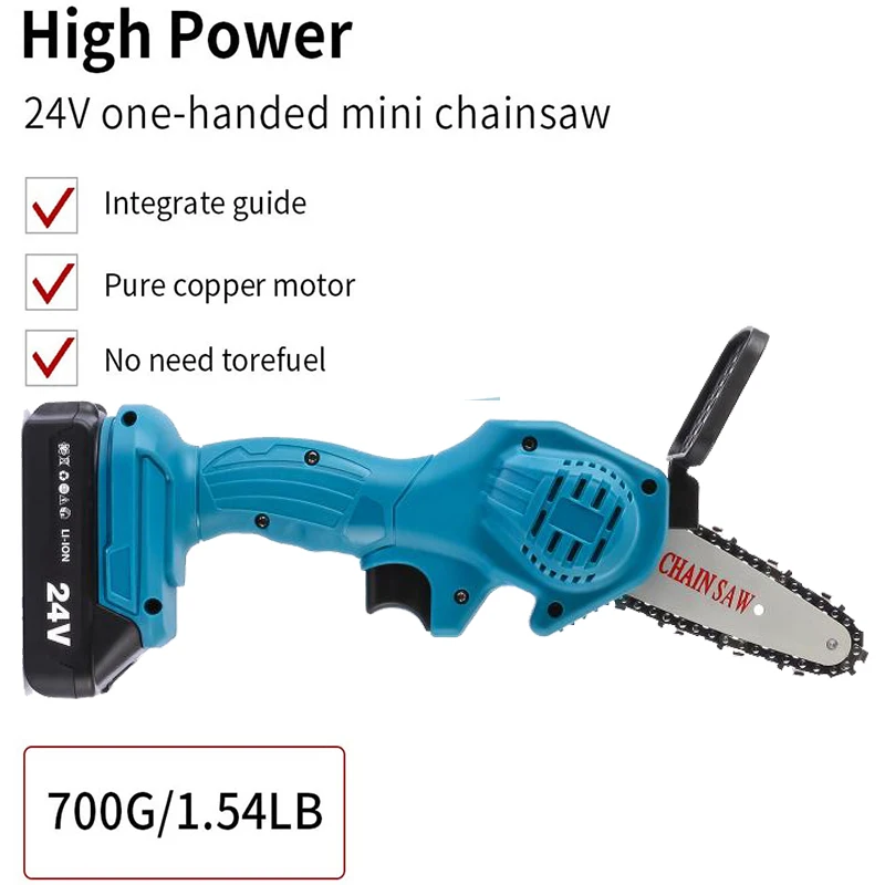 24V Electric Mini Chain Saws Pruning ChainSaw Cordless Garden Tree Logging Trimming Saw For Wood Cutting With Lithium Battery |