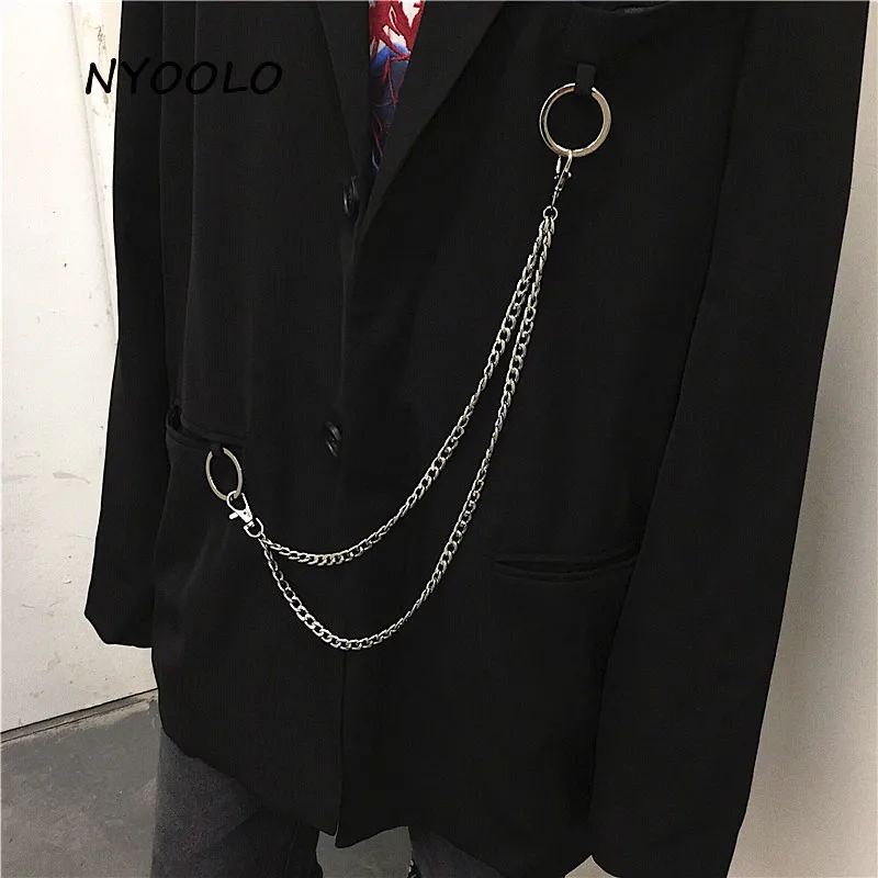 Блейзер NYOOLO с карманами и цепочкой для мужчин женщин повседневный однобортный