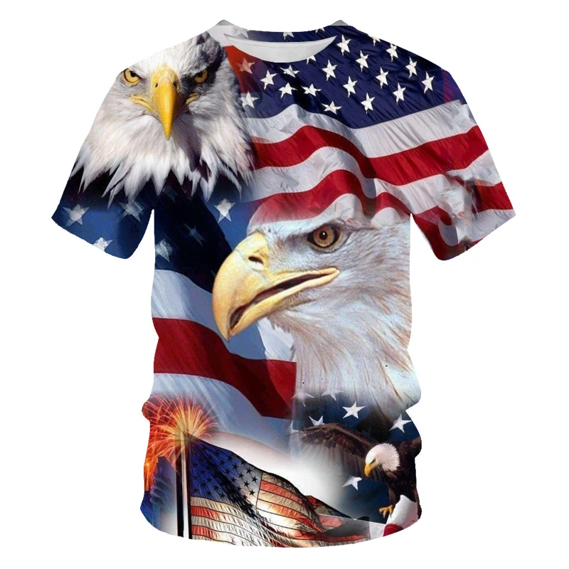 

Summer Men's T-Shirt Round Neck Short Sleeve American Eagle Hip Hop Casual Loose Breathable Top Children's Clothing Size 100-6xl