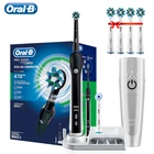 Оригинальная Ультразвуковая электрическая зубная щетка Oral B Pro4000, Индуктивная перезаряжаемая зубная щетка для отбеливания и глубокой чистки полости рта, подарок, 6 насадок