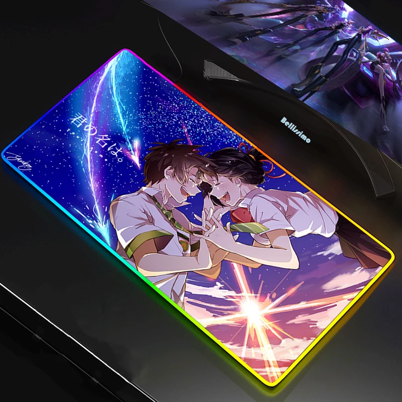 

RGB LED XXL Mousepad Gamer 90x30CM Gaming Mouse Pad Large Anime Notebook PC Accessories Laptop Padmouse Ergonomic Mat Your Name
