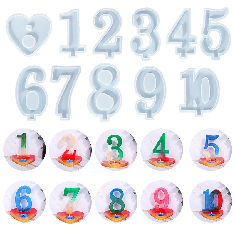 

1-10 Number Birthday Number Mold Candle Mold Furniture Decoration Candle Mold DIY Chocolate Silicone Mold Cake Tool