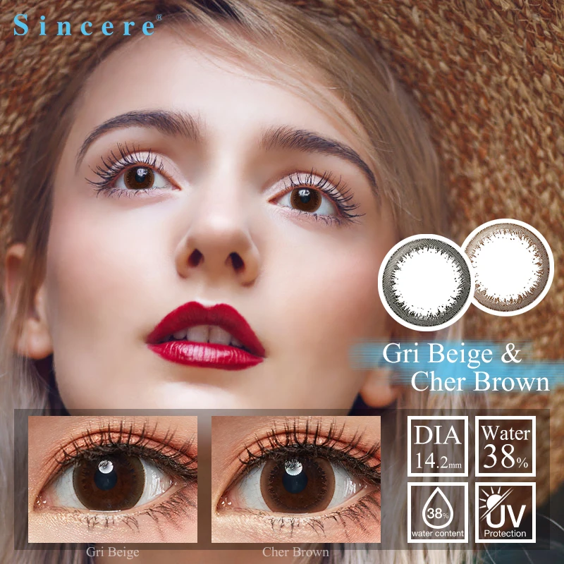

Sincere-vision Brand 6pcs/box Eye Beauty degree(-0.5~-9.0) Colored Contact Lenses for Eye Color Lens Biweekly throw use